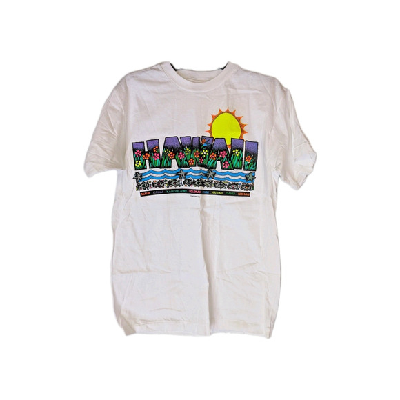 NWOT CARIBBEAN DREAM (Lamco Prints) Vintage 90s 'HAWAII' Print Tee Sz Medium - Picture 1 of 5